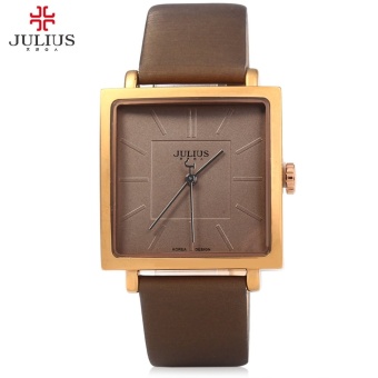 Julius JA - 354 Ultrathin Square Leather Strap Quartz Watch for Men Women - intl