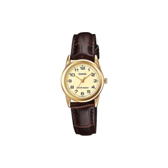 Casio Standard นาฬิกาข้อมือผู้หญิง สายหนัง รุ่น LTP-V001GL-9BUDF - หน้าทอง