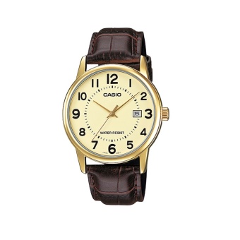 Casio Standard นาฬิกาข้อมือ สายหนัง รุ่น MTP-V002GL-9BUDF - สีทอง