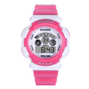 Multifunction Waterproof Sport Electronic Digital Wrist Watch (Hot Pink) - intl