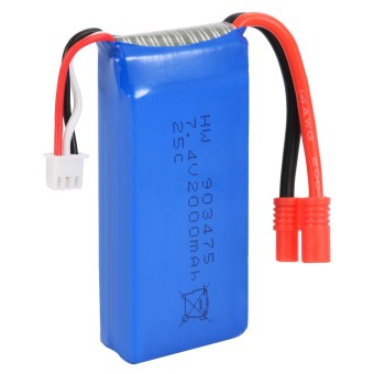 แบตเตอรี่ 7.4V 2000mAh 25C Round Plug Li-po Battery สำหรับ Syma X8C X8W X8G RC Drone Quadcopter 