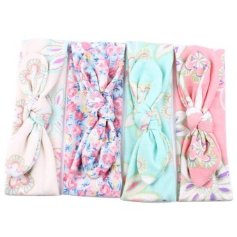 EsoGoal Baby Girls Elastic Turban Rabbit Ear Headbands Head Wrap (4Pcs) - intl