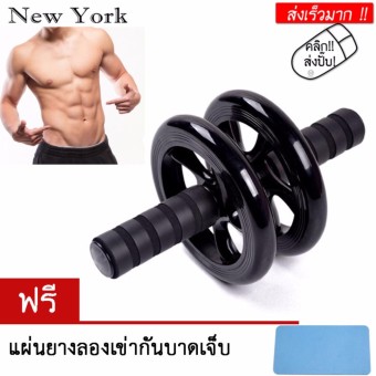 NEW YORK Six Pack ลูกกลิ้งบริหารหน้าท้อง ล้อกลิ้งเล่นกล้ามท้อง แบบล้อคู่ บริหารกล้ามท้อง No.003 - Black