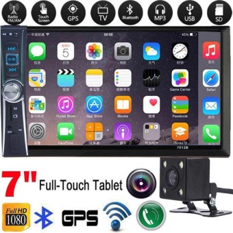Black 7 inch HD Touch Screen 2-DIN Car In Dash FM Stereo Radio withRear Camera - intl