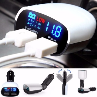 LED DUAL USB CAR CHARGER 3.4Amp ที่ชาร์จในรถ หัวชาร์จในรถ สายชาร์จ usb charger พร้อมบอกไฟแบตเตอรี่รถในตัว